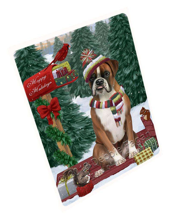 Merry Christmas Woodland Sled Boxer Dog Large Refrigerator / Dishwasher Magnet RMAG91476