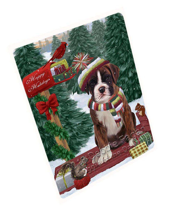 Merry Christmas Woodland Sled Boxer Dog Large Refrigerator / Dishwasher Magnet RMAG91482