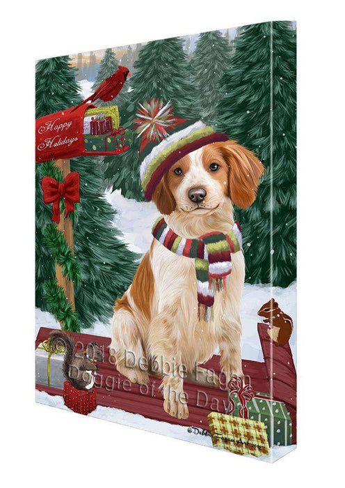 Merry Christmas Woodland Sled Brittany Spaniel Dog Canvas Print Wall Art Décor CVS113759