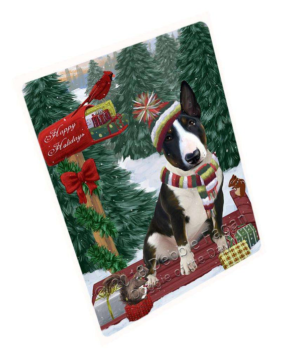 Merry Christmas Woodland Sled Bull Terrier Dog Cutting Board C69753