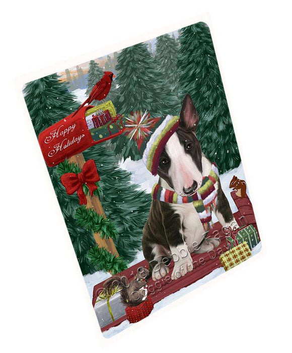 Merry Christmas Woodland Sled Bull Terrier Dog Cutting Board C69756