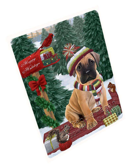 Merry Christmas Woodland Sled Bullmastiff Dog Cutting Board C69780