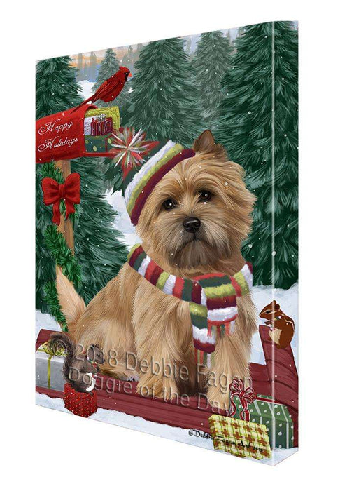 Merry Christmas Woodland Sled Cairn Terrier Dog Canvas Print Wall Art Décor CVS113867