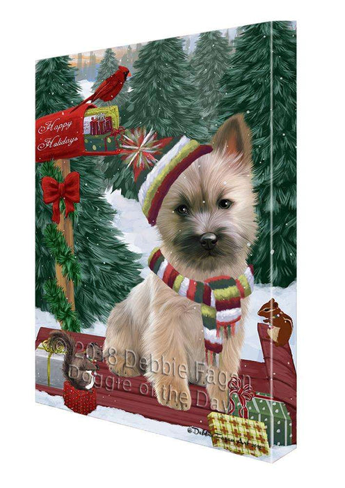 Merry Christmas Woodland Sled Cairn Terrier Dog Canvas Print Wall Art Décor CVS113876