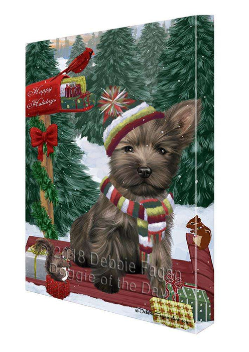 Merry Christmas Woodland Sled Cairn Terrier Dog Canvas Print Wall Art Décor CVS113885