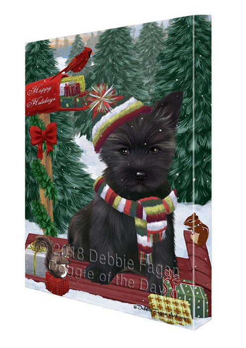 Merry Christmas Woodland Sled Cairn Terrier Dog Canvas Print Wall Art Décor CVS113894