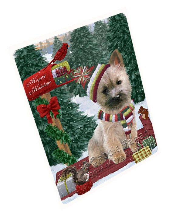Merry Christmas Woodland Sled Cairn Terrier Dog Large Refrigerator / Dishwasher Magnet RMAG91566