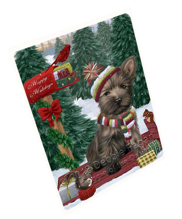 Merry Christmas Woodland Sled Cairn Terrier Dog Large Refrigerator / Dishwasher Magnet RMAG91572