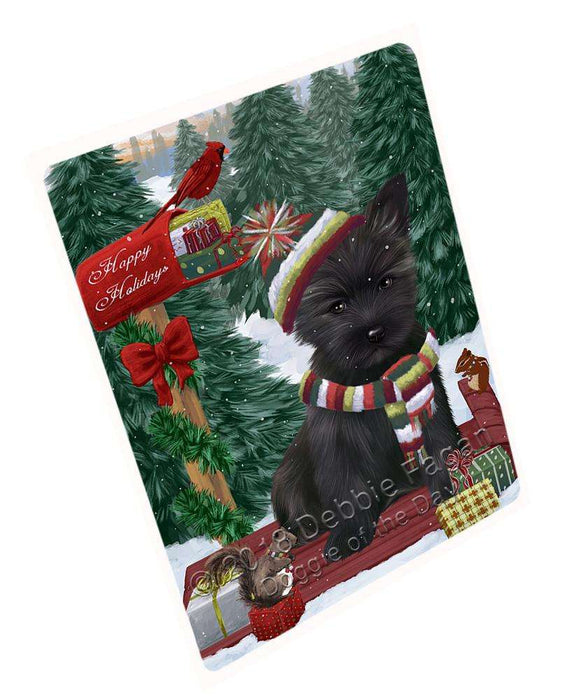 Merry Christmas Woodland Sled Cairn Terrier Dog Large Refrigerator / Dishwasher Magnet RMAG91578