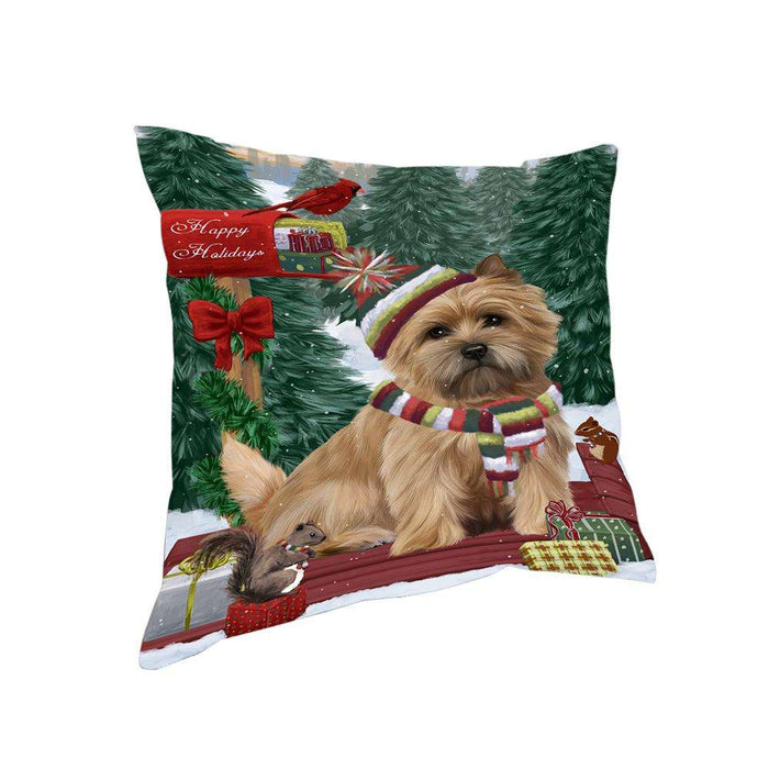 Merry Christmas Woodland Sled Cairn Terrier Dog Pillow PIL76800