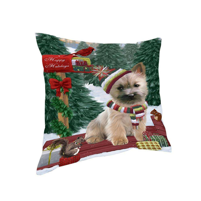 Merry Christmas Woodland Sled Cairn Terrier Dog Pillow PIL76804