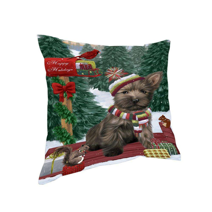 Merry Christmas Woodland Sled Cairn Terrier Dog Pillow PIL76808