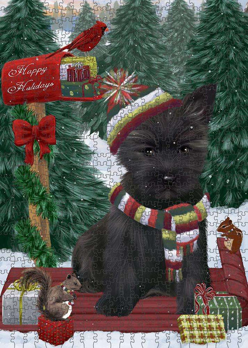 Merry Christmas Woodland Sled Cairn Terrier Dog Puzzle  PUZL87620