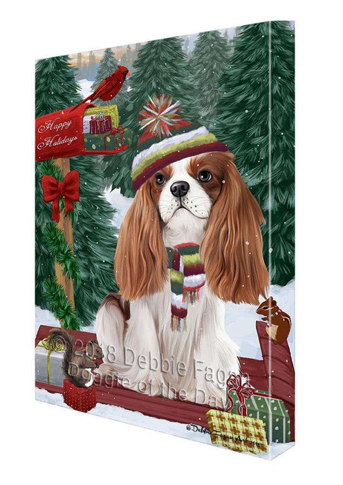 Merry Christmas Woodland Sled Cavalier King Charles Spaniel Dog Canvas Print Wall Art Décor CVS113903