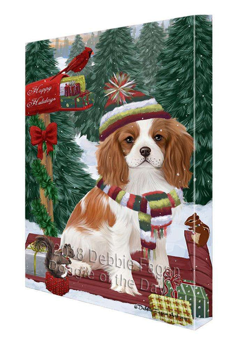 Merry Christmas Woodland Sled Cavalier King Charles Spaniel Dog Canvas Print Wall Art Décor CVS113921