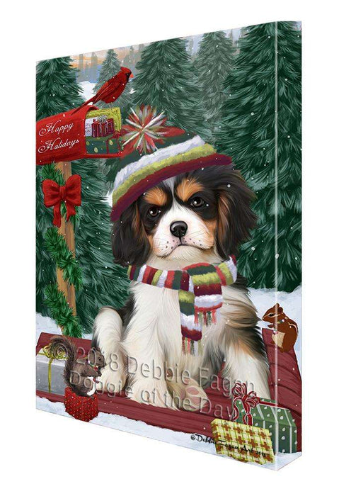 Merry Christmas Woodland Sled Cavalier King Charles Spaniel Dog Canvas Print Wall Art Décor CVS113939
