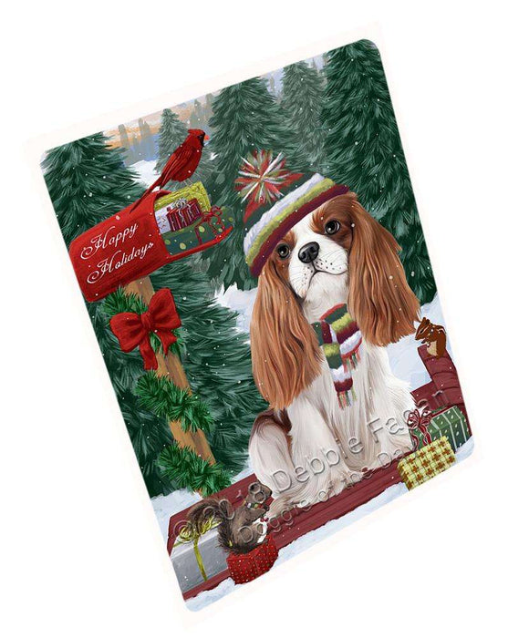Merry Christmas Woodland Sled Cavalier King Charles Spaniel Dog Cutting Board C69795