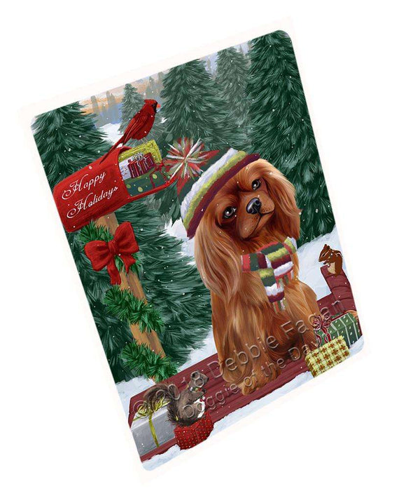 Merry Christmas Woodland Sled Cavalier King Charles Spaniel Dog Cutting Board C69798