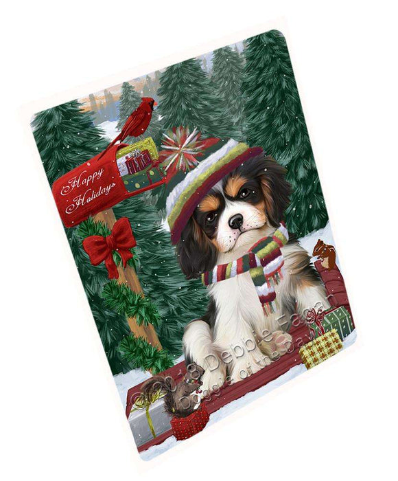 Merry Christmas Woodland Sled Cavalier King Charles Spaniel Dog Cutting Board C69807