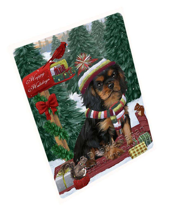 Merry Christmas Woodland Sled Cavalier King Charles Spaniel Dog Large Refrigerator / Dishwasher Magnet RMAG91602