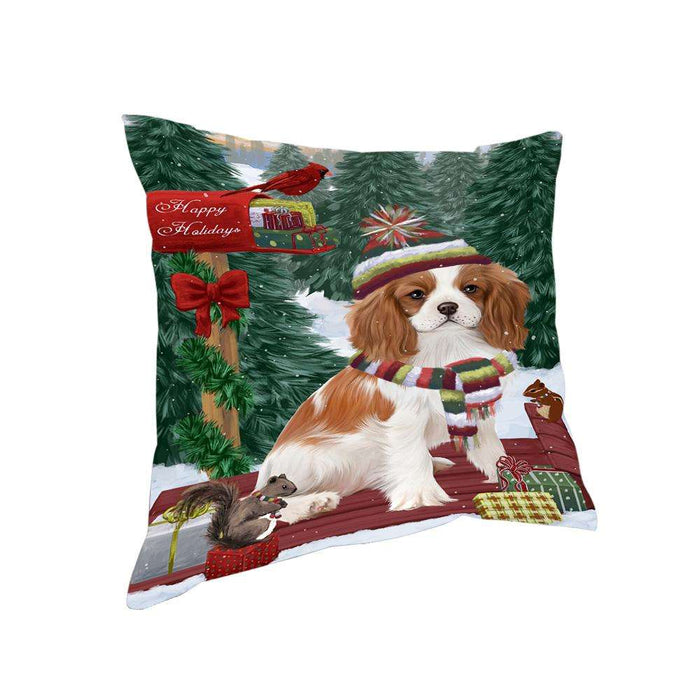 Merry Christmas Woodland Sled Cavalier King Charles Spaniel Dog Pillow PIL76824