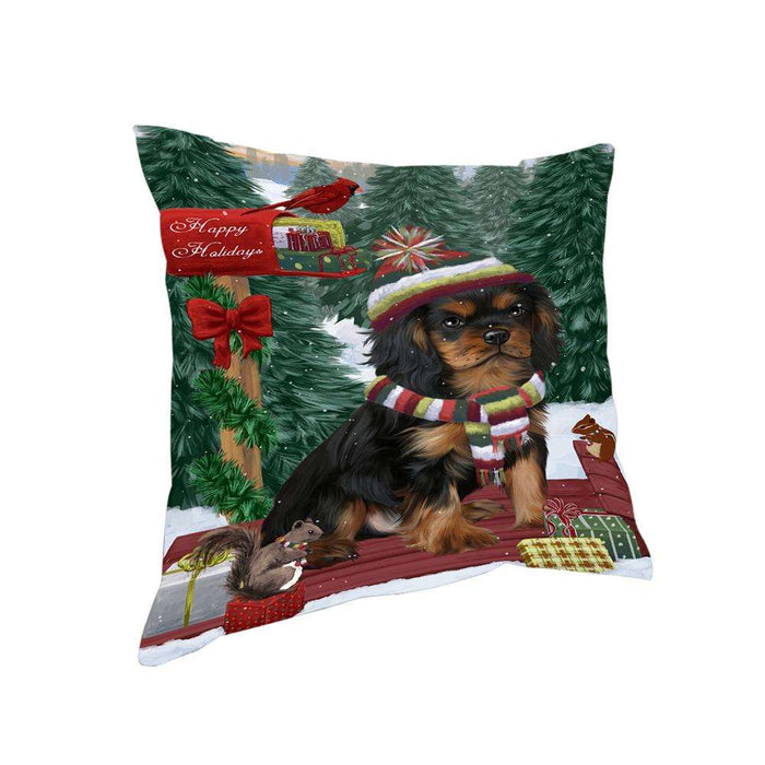 Merry Christmas Woodland Sled Cavalier King Charles Spaniel Dog Pillow PIL76828