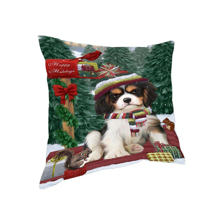 Merry Christmas Woodland Sled Cavalier King Charles Spaniel Dog Pillow PIL76832