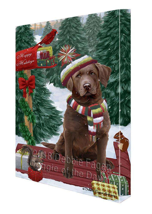 Merry Christmas Woodland Sled Chesapeake Bay Retriever Dog Canvas Print Wall Art Décor CVS113948