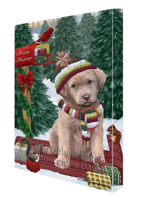 Merry Christmas Woodland Sled Chesapeake Bay Retriever Dog Canvas Print Wall Art Décor CVS113957