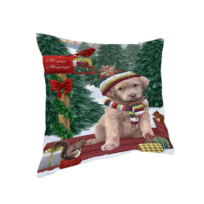 Merry Christmas Woodland Sled Chesapeake Bay Retriever Dog Pillow PIL76840