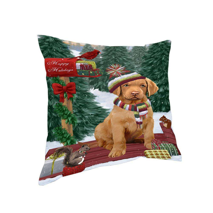 Merry Christmas Woodland Sled Chesapeake Bay Retriever Dog Pillow PIL76844