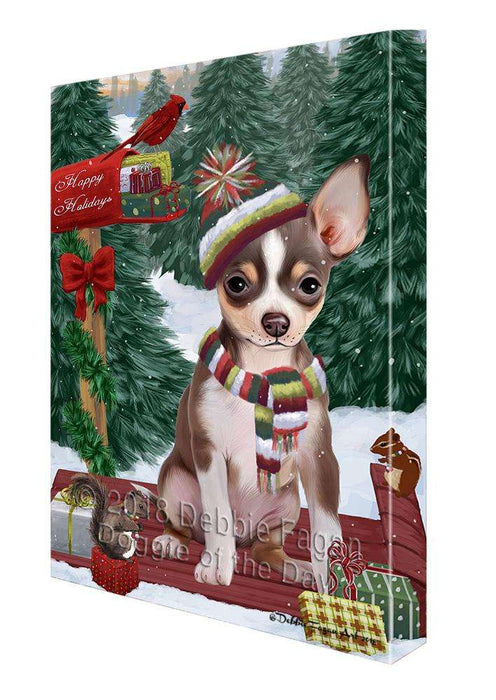 Merry Christmas Woodland Sled Chihuahua Dog Canvas Print Wall Art Décor CVS113984