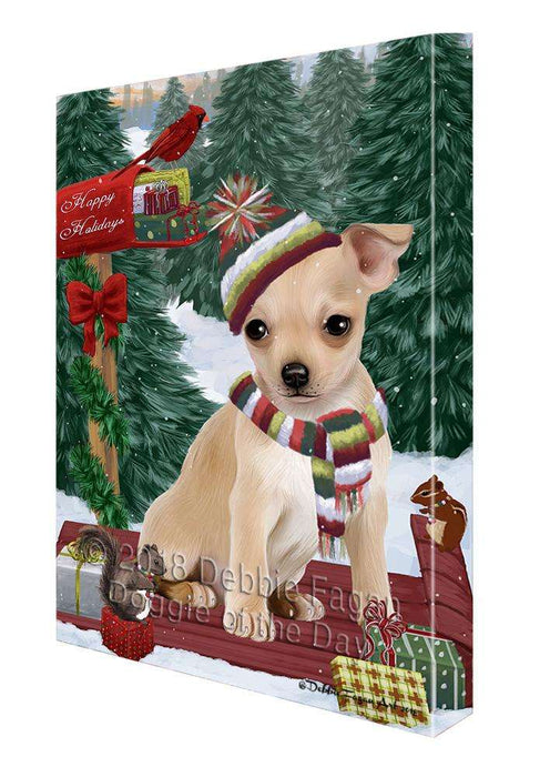 Merry Christmas Woodland Sled Chihuahua Dog Canvas Print Wall Art Décor CVS113993