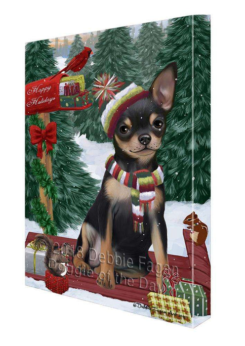 Merry Christmas Woodland Sled Chihuahua Dog Canvas Print Wall Art Décor CVS114002