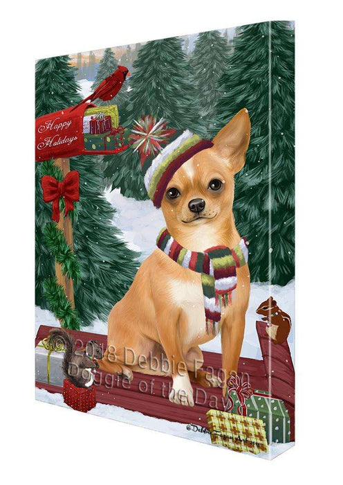 Merry Christmas Woodland Sled Chihuahua Dog Canvas Print Wall Art Décor CVS114011