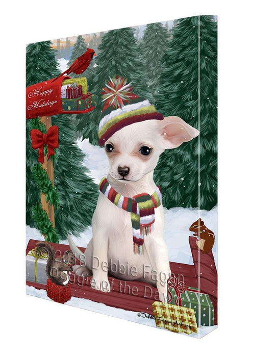 Merry Christmas Woodland Sled Chihuahua Dog Canvas Print Wall Art Décor CVS114020