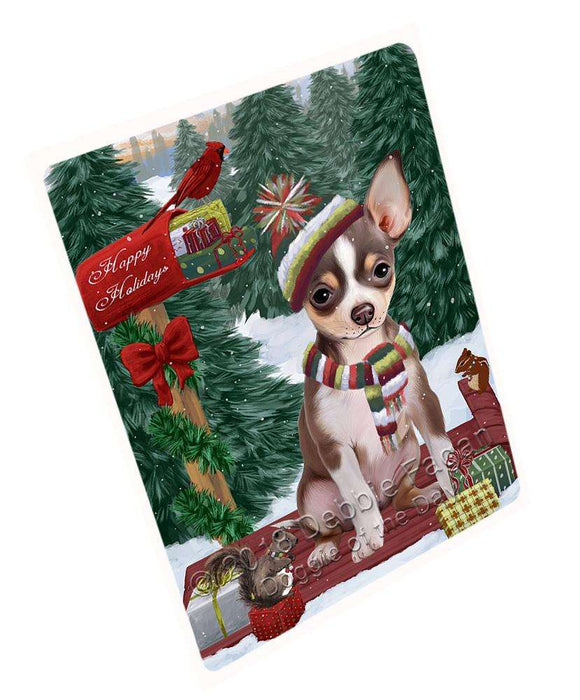 Merry Christmas Woodland Sled Chihuahua Dog Large Refrigerator / Dishwasher Magnet RMAG91638