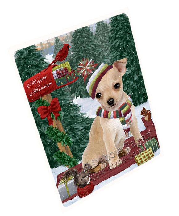 Merry Christmas Woodland Sled Chihuahua Dog Large Refrigerator / Dishwasher Magnet RMAG91644