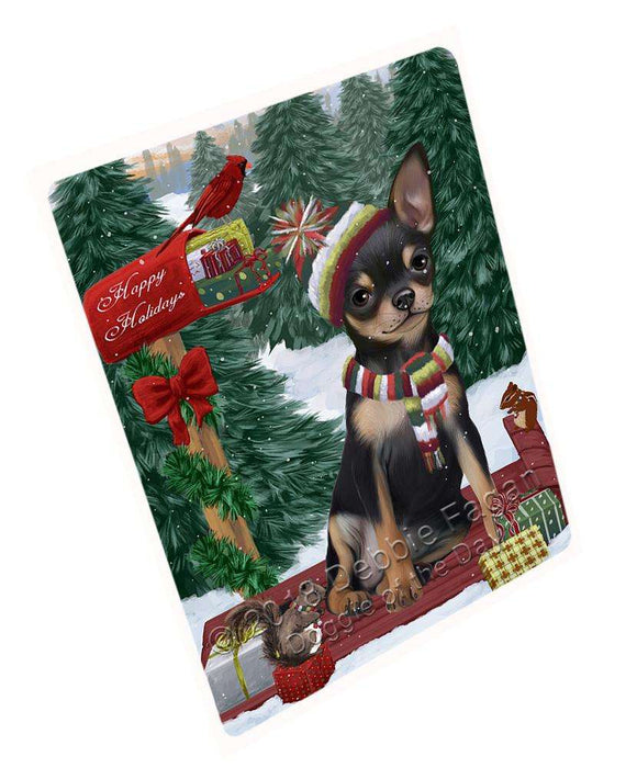 Merry Christmas Woodland Sled Chihuahua Dog Large Refrigerator / Dishwasher Magnet RMAG91650