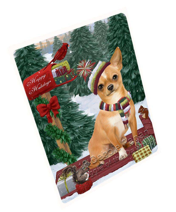 Merry Christmas Woodland Sled Chihuahua Dog Large Refrigerator / Dishwasher Magnet RMAG91656