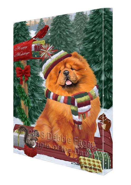 Merry Christmas Woodland Sled Chow Chow Dog Canvas Print Wall Art Décor CVS114029