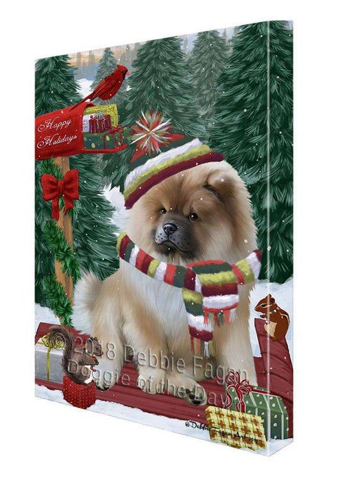 Merry Christmas Woodland Sled Chow Chow Dog Canvas Print Wall Art Décor CVS114038