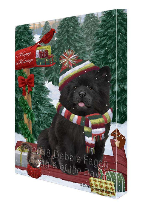 Merry Christmas Woodland Sled Chow Chow Dog Canvas Print Wall Art Décor CVS114047