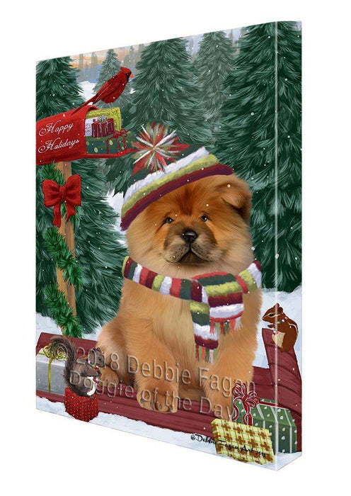Merry Christmas Woodland Sled Chow Chow Dog Canvas Print Wall Art Décor CVS114056