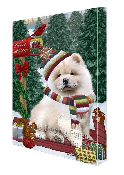 Merry Christmas Woodland Sled Chow Chow Dog Canvas Print Wall Art Décor CVS114065