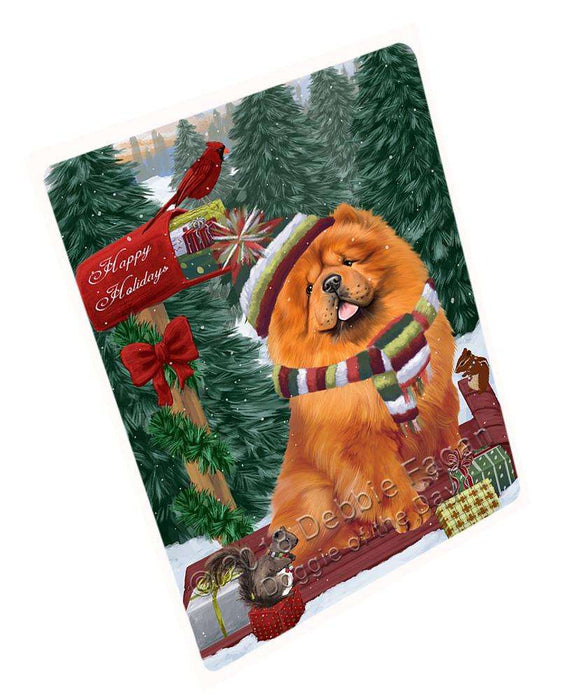 Merry Christmas Woodland Sled Chow Chow Dog Cutting Board C69837