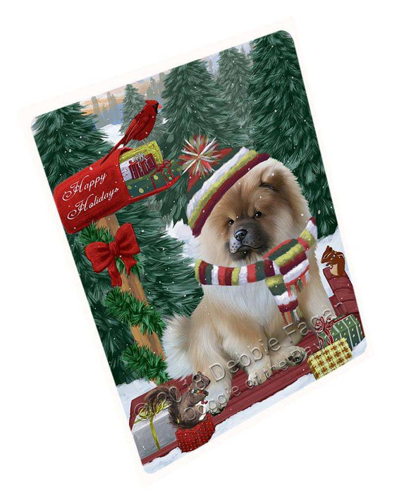 Merry Christmas Woodland Sled Chow Chow Dog Large Refrigerator / Dishwasher Magnet RMAG91674