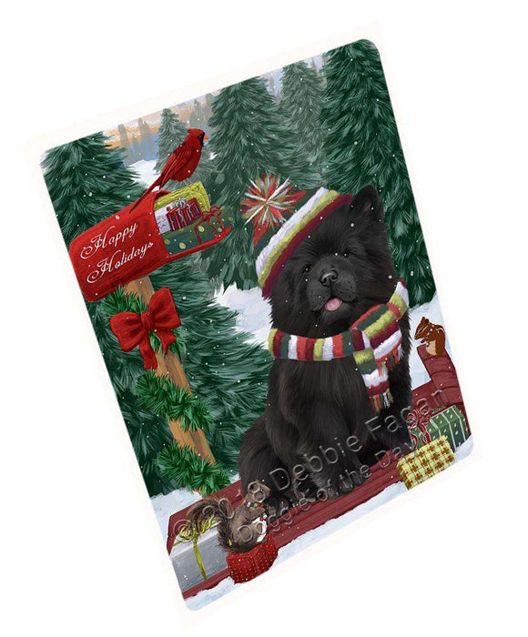 Merry Christmas Woodland Sled Chow Chow Dog Large Refrigerator / Dishwasher Magnet RMAG91680