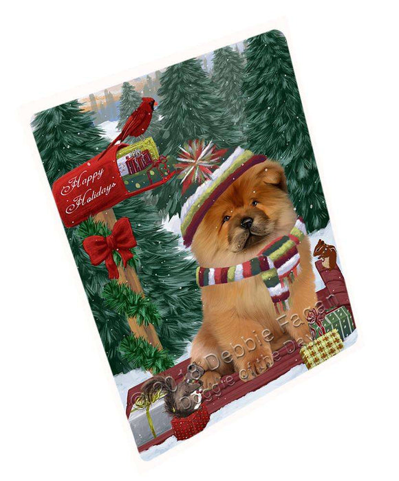 Merry Christmas Woodland Sled Chow Chow Dog Large Refrigerator / Dishwasher Magnet RMAG91686