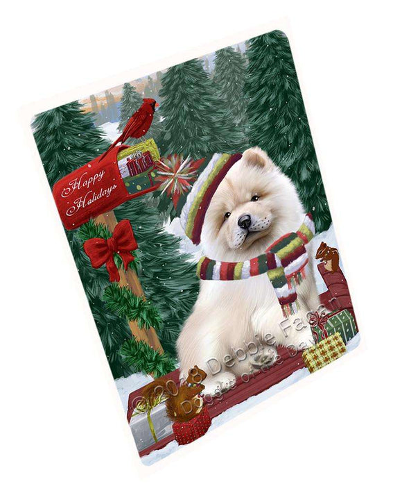 Merry Christmas Woodland Sled Chow Chow Dog Large Refrigerator / Dishwasher Magnet RMAG91692
